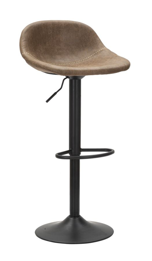 Berlin Hocker 46x40x80-102 Sitzhöhe 61-82 cm in Eisen und Schwamm und braunem und grauem PU sconto