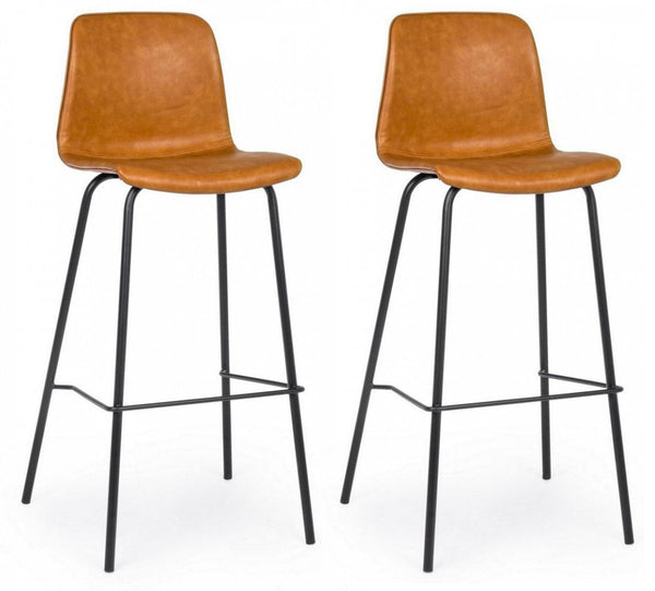 acquista Set 2 Sgabelli Bar 39x44x103,5h cm Kyra Pu Cuoio Vintage