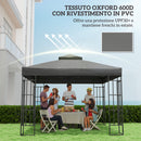 Telo per Gazebo da Giardino 3x3m UPF30+ a 2 Livelli in Poliestere Grigio Scuro      