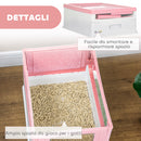 Lettiera Chiusa per Gatti 47,5x35,5x36,7 cm 2 Porte e Vassoio Estraibile in PP Rosa e Bianco  