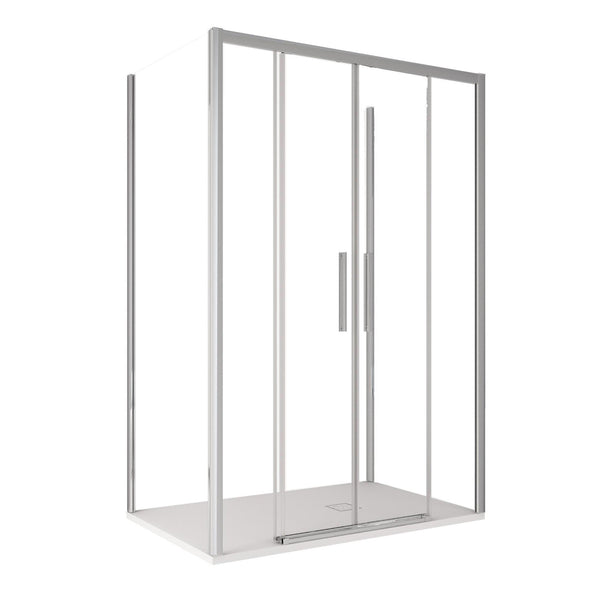online Duschabtrennung 3 Seiten 2 Schiebetüren in transparentem Kristall 6 mm H195 Bonussi Eliane Verschiedene Größen