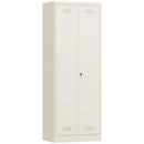 Armadio Porta Attrezzi 60x40x165 cm con Serratura Ante e Ripiani Regolabili Capacità 80 kg in Acciaio Crema      