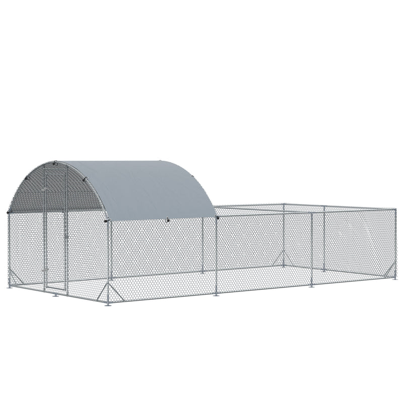 Pollaio Gabbia per Galline da Esterno 570x280 cm in Acciaio Grigio Argento