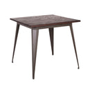 Tavolo Square Industrial 80x80x75 cm ELM Legno e Ferro Marrone