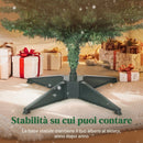 Albero di Natale Artificiale Slim 55x55x210 cm con 401 Rami a Forma di Abete e Base in Plastica Verde      