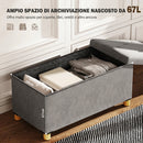 Panca Contenitore Pieghevole 76x38x38 cm Capienza da 67L Coperchio Imbottito e Rivestimento Vellutato Grigio      