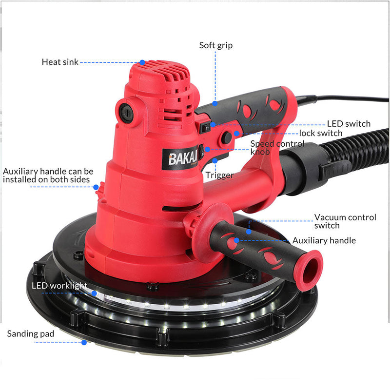 Levigatrice Muro Soffitto Carteggiatrice Cartongesso Pareti con Sacco 800W