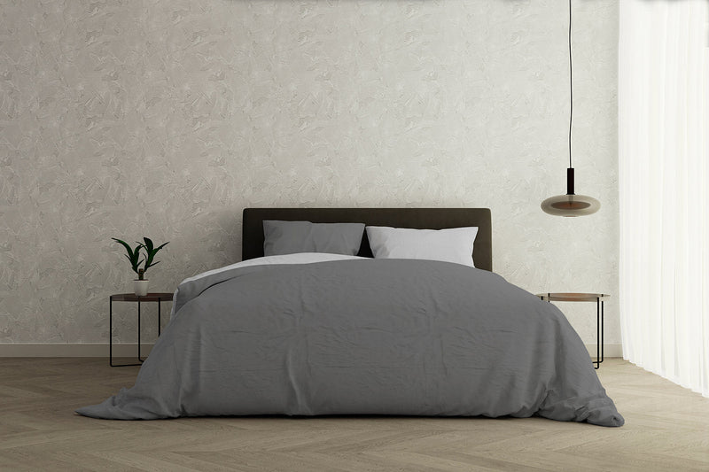 Copripiumino con Sacco e Federe Doubleface Grigio Chiaro\/Fumo