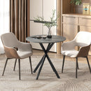 Tavolo da Pranzo Rotondo Stile Industriale Ø80x75 cm con Piano in Truciolare e Gambe a Croce in Acciaio Grigio      