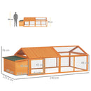 Pollaio da Giardino per 4-8 Galline con Rete Metallica e Tetto Apribile 240x112,5x76 cm in Legno Arancione