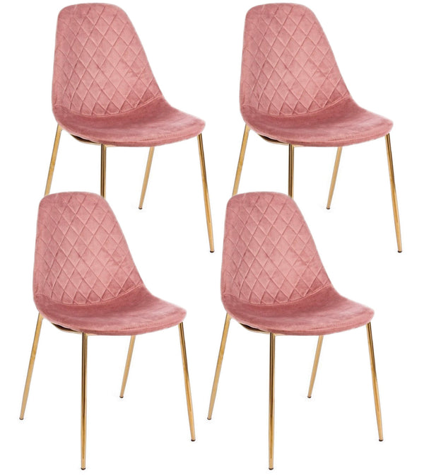 prezzo Set 4 Sedie Imbottite 48x55x85 cm Terry in Velluto Rosa