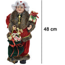 Statuina Mamma Natale Addobbo Statuetta 48 cm Vestiti Tessuto e Sacco Natalizio