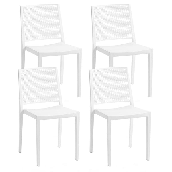 Set mit 4 stapelbaren Stühlen 81 x 46 x 56 cm aus Polypropylen und Fiberglas Porto Bianco sconto
