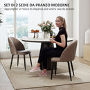 Set 2 Sedie da Pranzo Schienale a Conchiglia in Pelle PU Marrone   