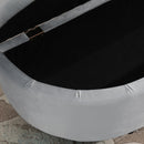Panca Contenitore Fondoletto a Semicerchio 120x46x42 cm in Velluto e Legno Grigio Chiaro  
