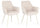 Set 2 Sedie 58x63x85,5 cm Cora in Tessuto Beige e Beige
