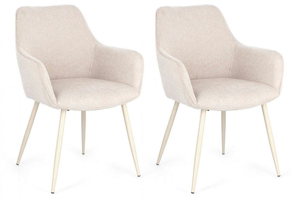 prezzo Set 2 Sedie 58x63x85,5 cm Cora in Tessuto Beige e Beige
