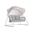Dondolo da Giardino 2 Posti 185x137x154 cm  con Tettuccio Parasole Regolabile Muses Grigio