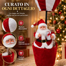 Mongolfiera di Babbo Natale 30x30x83 cm Decorazione Natalizia Bianco e Rosso      