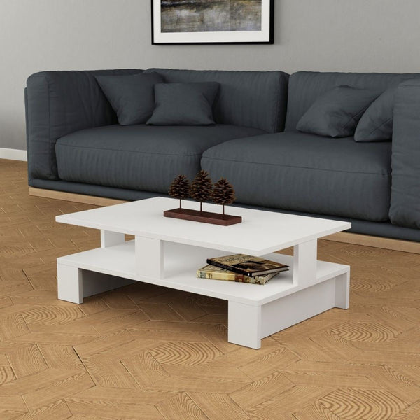 acquista Tavolino da salotto 80x50x27,5 cm Mansu bianco doppio ripiano