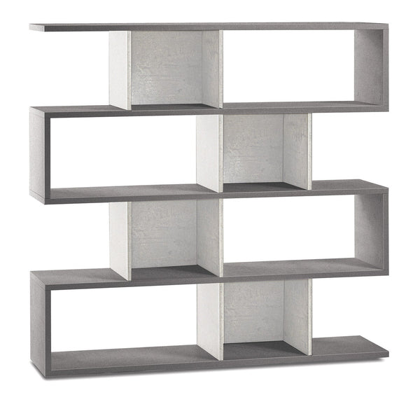 sconto Libreria Modulare 4 Ripiani 150x144x38 cm Cemento/Ossido Bianco