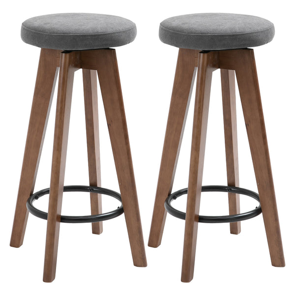 acquista Set mit 2 gepolsterten Barhockern 41 x 41 x 69 cm in Holz und grauem Stoff