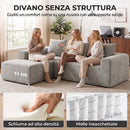 Divano Angolare 3 Posti Senza Struttura 242x178x83 cm con Seduta Ampia e Profonda in Ciniglia Grigio Chiaro      