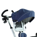 Passeggino Triciclo per Bambini con Maniglione Tetto Parapioggia Regolabile e Cestino Blu 