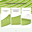 Amaca Matrimoniale in Cotone 284x140 cm a Righe Verde Giallo e Bianco 