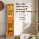 Libreria 6 Ripiani 30x24x158 cm con Cassetto Sportello Mensole Aperte in Laminato Rovere      