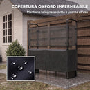 Portalegna da Interno ed Esterno 132x38x118 cm con Copertura e Borsa in Oxford 600D Portata 300 kg in Acciaio Zincato Nero      