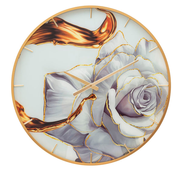 Orologio da Parete Rose 5x60x5 cm in Vetro MDF e Metallo Multicolor prezzo
