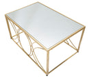 Tavolo da Caffé Exy 90x60x45 cm in Ferro e Specchio Oro e Argento