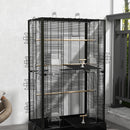 Gabbia per Uccelli 61x36.5x98 cm con Vassoio Estraibile e Posatoi Voliera per Pappagalli Nero      