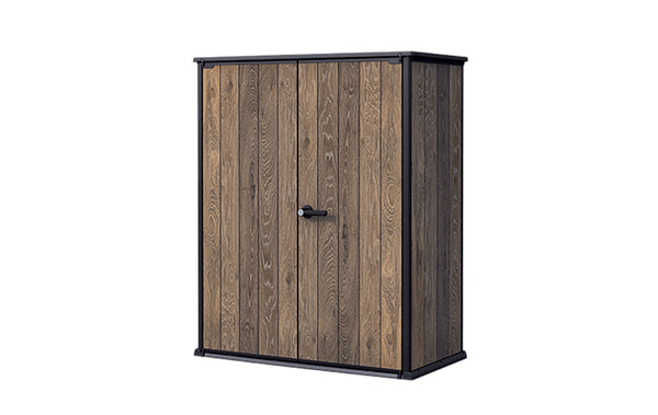 Armadio Porta Attrezzi da Esterno 1400L Keter Signature Vertical Shed in Resina Effetto Legno Noce sconto