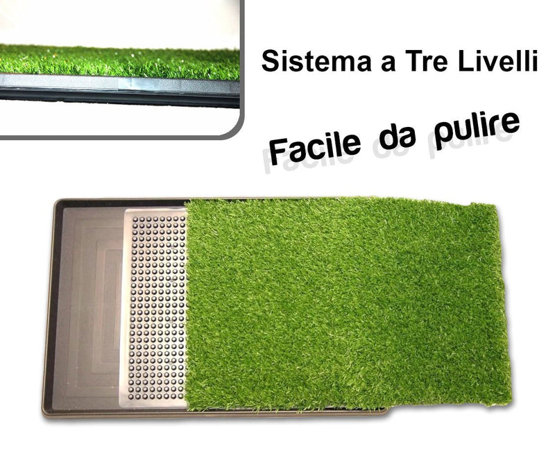 Lettiera per Animali 68x43x5 cm in Erba Sintetica 3 Strati Potty Patch