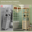 Colonna Bagno con 3 Ripiani e Cesto Portabiancheria in Tessuto 44x33x160 cm in Legno di Bambù 