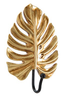 Porta Chiavi da Muro Leaf 11x3,5x16 cm in Poliresina e Ferro Oro e Nero