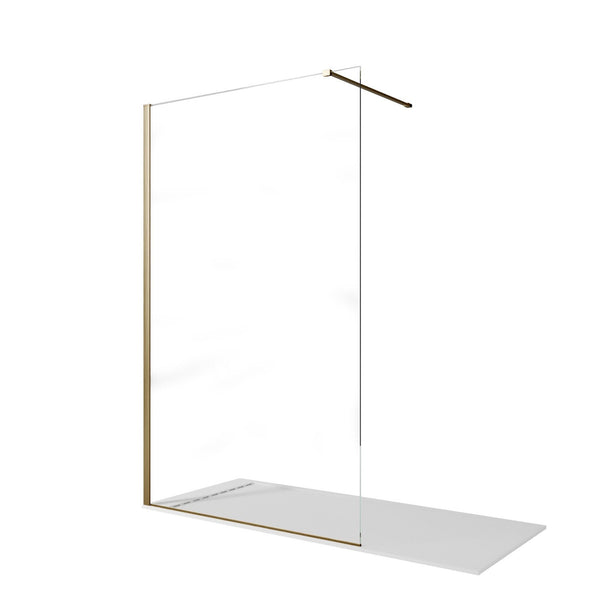 prezzo Parete Doccia Walk-In con Profili Oro Spazzolato in Cristallo Trasparente 8mm H195 Bonussi Sveva Varie Misure