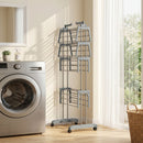 Stendibiancheria Pieghevole a 5 Livelli 73x64x172 cm con Ruote in PP e Acciaio Grigio      