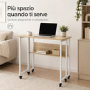 Tavolo Scrivania Pieghevole 80x58x79,5 cm con 4 Ruote con Freno in MDF e Ferro      