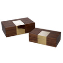 Set 2 Scatole in Legno marrone rettangolare 