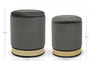 Set 2 Pouf Contenitore in Poliestere Effetto Velluto Milena Grigio Scuro
