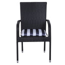 Set 6 Cuscini per Sedia Sfoderabili 100% Poliestere Bianco e Blu 42x42x5 cm 