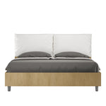 Letto Matrimoniale con Alzata Comoda Struttura Quercia con Cuscini in Similpelle Antea Bianco Varie Misure