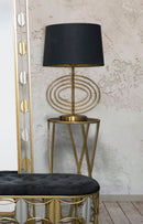 Lampada da Tavolo Glam Fluy Ø40x60,5 cm in Ferro Plastica e Poliestere Nero e Oro
