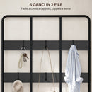 Mobile Ingresso Appendiabiti con Mensola e Scarpiera 91x36x180 cm Struttura in Metallo Nero  