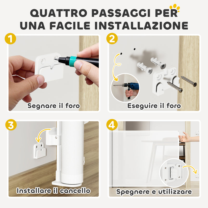 Cancellino per Cani Regolabile per Cani Piccoli Estensibile e Retrattile 0-140x86,5 cm Bianco   