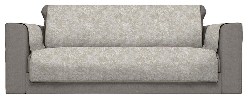 Copridivano con Copri Braccioli Seduta 175 cm in Poliestere e Cotone Beige