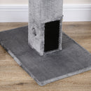 Albero Tiragraffi per Gatti 59,5x39x79 cm 2 Palline Giocattolo e Spazzola in Legno Iuta e Peluche Grigio  